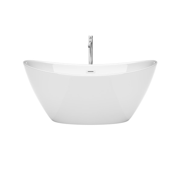 Wyndham WCBTE652060SWATPPC 60" Bathtub with Shiny White Trim & Chrome Faucet