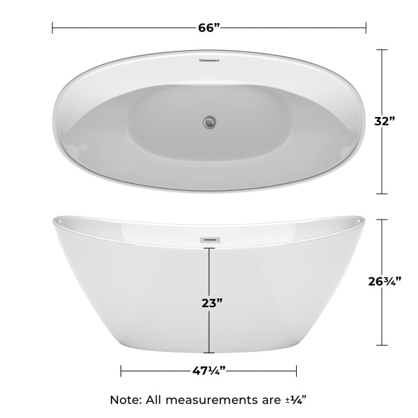 Wyndham WCBTE652066PCATPBK 66" Bathtub in White w/ Chrome Trim & Faucet in Black