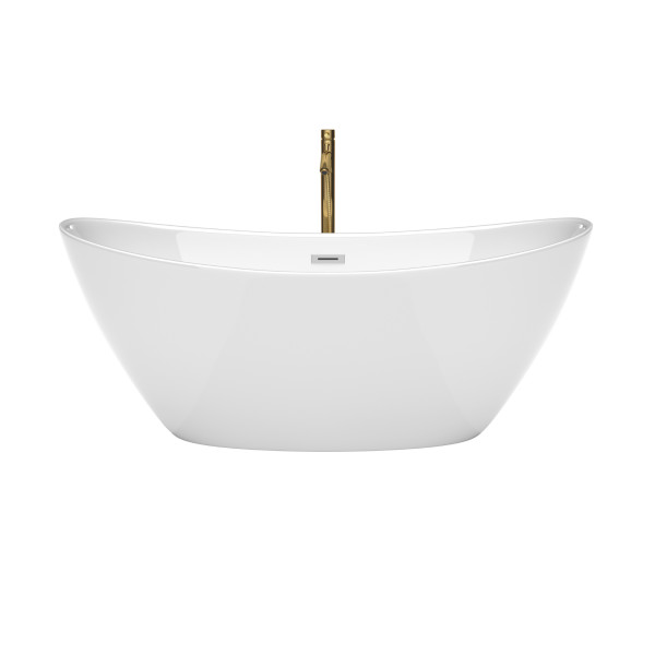 Wyndham WCBTE652066PCATPGD 66" Bathtub in White w/ Chrome Trim & Faucet in Gold