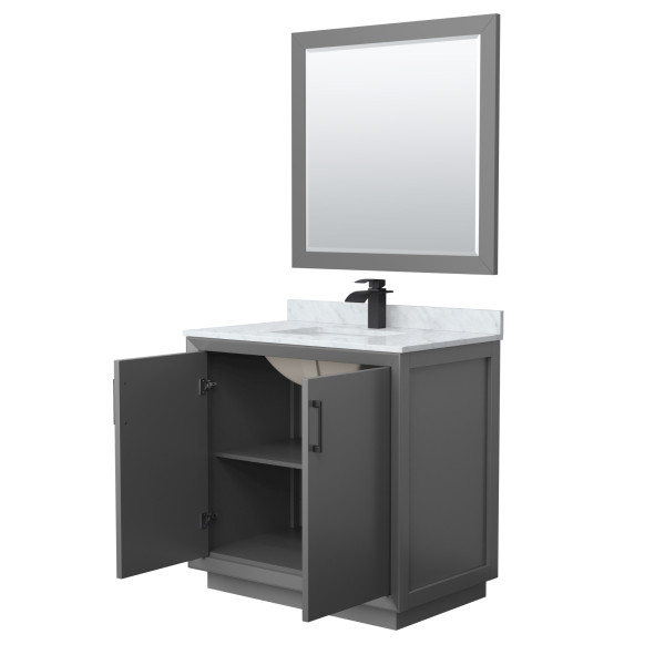 Wyndham WCF414136SXBCMUNSM34 Strada 36 Inch Single Bathroom Vanity in Dark Gray