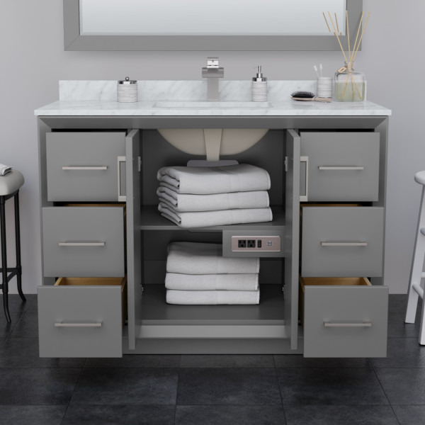 Wyndham WCF414148SXBCMUNSM46 Strada 48 Inch Single Vanity With Matte Black Trim