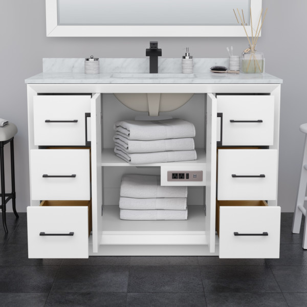 Wyndham WCF414148SXBCMUNSM46 Strada 48 Inch Single Vanity With Matte Black Trim