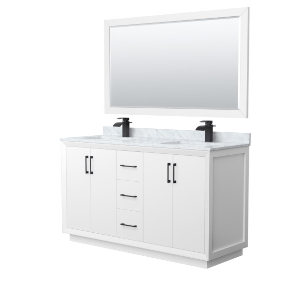 Wyndham WCF414160DXBCMUNSM58 Strada 60" Double Vanity With Matte Black Trim