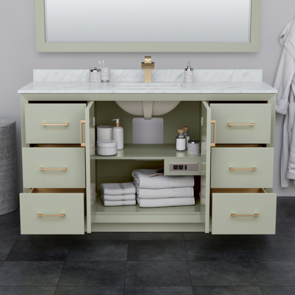 Wyndham WCF414160SXBCMUNSM58 Strada 60" Single Vanity With Matte Black Trim