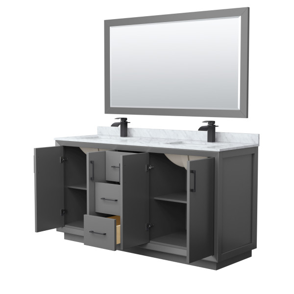 Wyndham WCF414166DXBCMUNSM58 Strada 66" Double Vanity Matte Black Trim