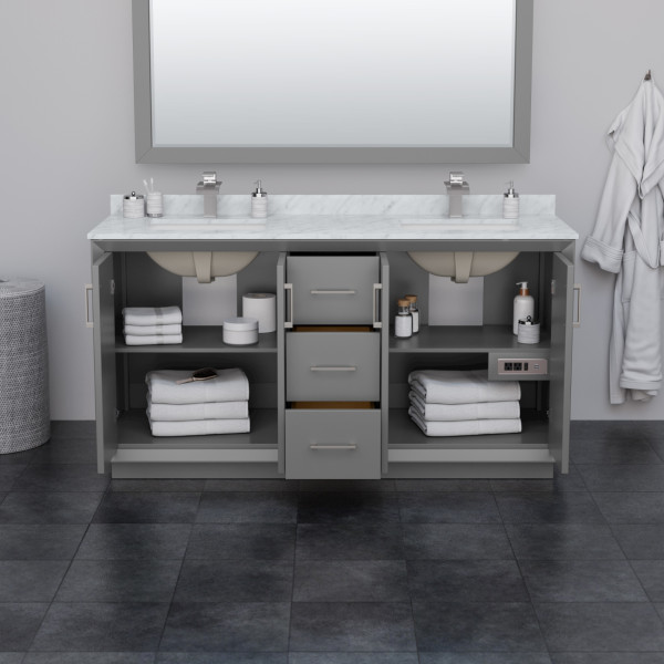 Wyndham WCF414166DXBCMUNSM58 Strada 66" Double Vanity Matte Black Trim