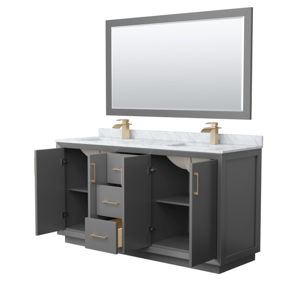Wyndham WCF414166DXZCMUNSM58 Strada 66" Double Vanity With Satin Bronze Trim