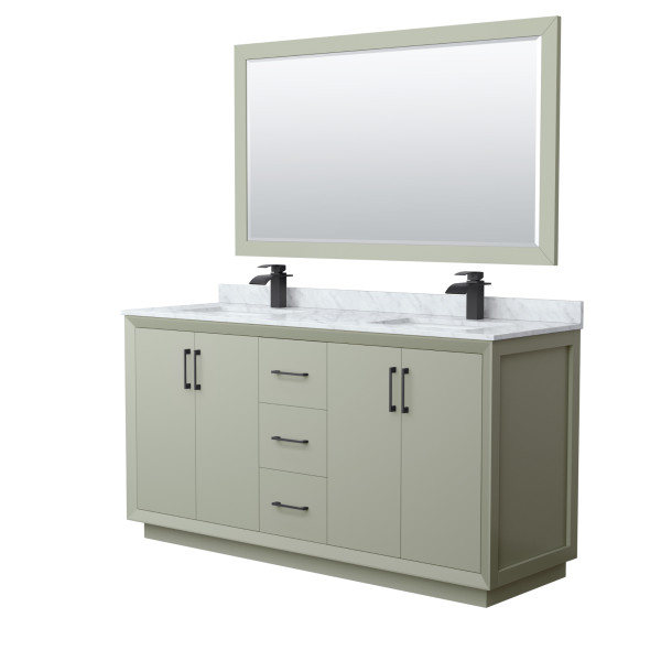 Wyndham WCF414166DXBCMUNSM58 Strada 66" Double Vanity Matte Black Trim