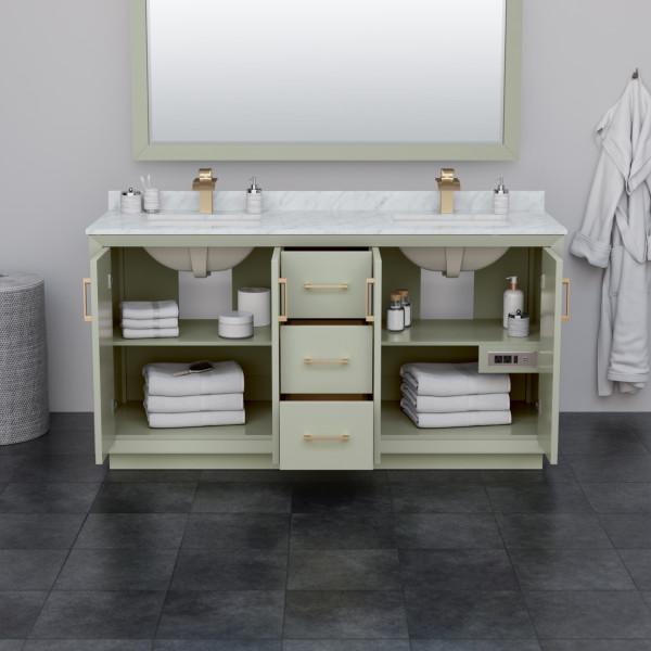 Wyndham WCF414166DXBCMUNSM58 Strada 66" Double Vanity Matte Black Trim