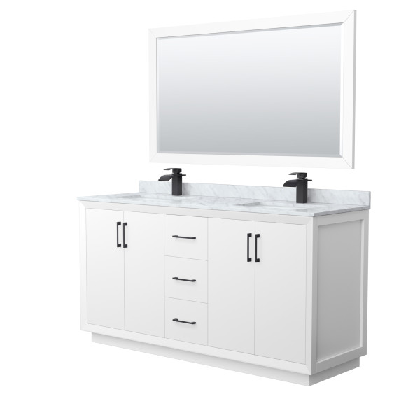 Wyndham WCF414166DXBCMUNSM58 Strada 66" Double Vanity Matte Black Trim