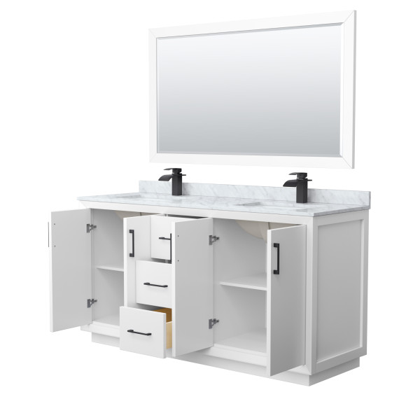 Wyndham WCF414166DXBCMUNSM58 Strada 66" Double Vanity Matte Black Trim