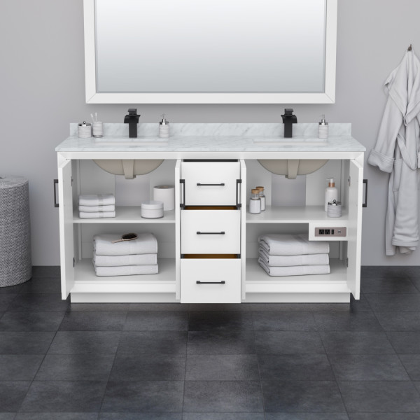 Wyndham WCF414166DXBCMUNSM58 Strada 66" Double Vanity Matte Black Trim