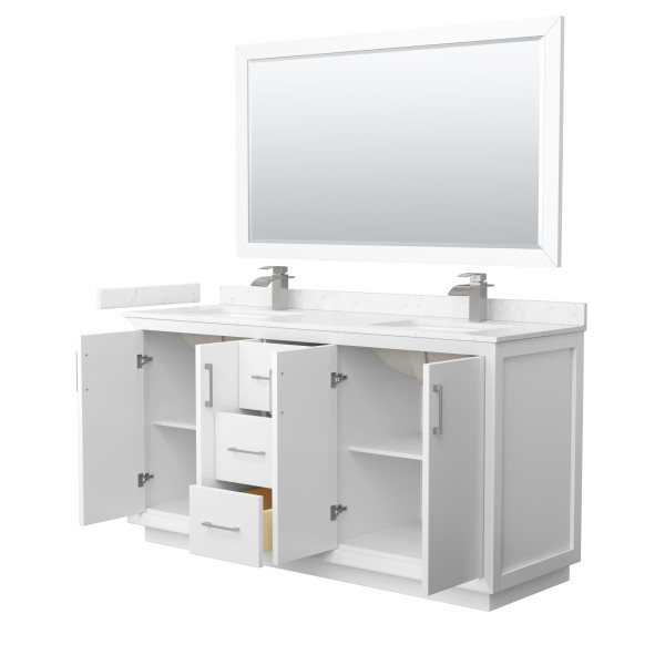 Wyndham WCF414166DXXC2UNSM58 Strada 66" Double Vanity With Brushed Nickel Trim