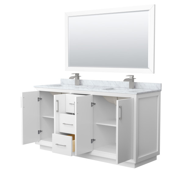 Wyndham WCF414166DXXCMUNSM58 Strada 66" Double Vanity With Brushed Nickel Trim