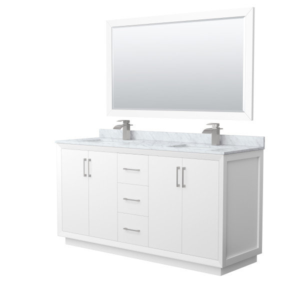 Wyndham WCF414166DXXCMUNSM58 Strada 66" Double Vanity With Brushed Nickel Trim