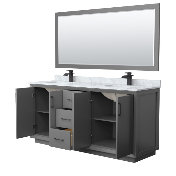 Wyndham WCF414172DXBCMUNSM70 Strada 72" Double Vanity With Matte Black Trim