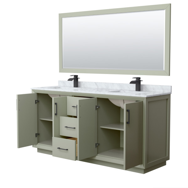 Wyndham WCF414172DXBCMUNSM70 Strada 72" Double Vanity With Matte Black Trim