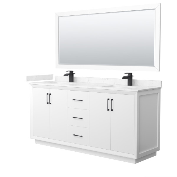 Wyndham WCF414172DXBC2UNSM70 Strada 72" Double Vanity With Matte Black Trim