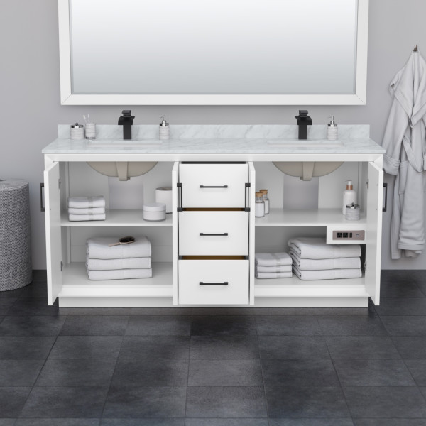 Wyndham WCF414172DXBC2UNSM70 Strada 72" Double Vanity With Matte Black Trim