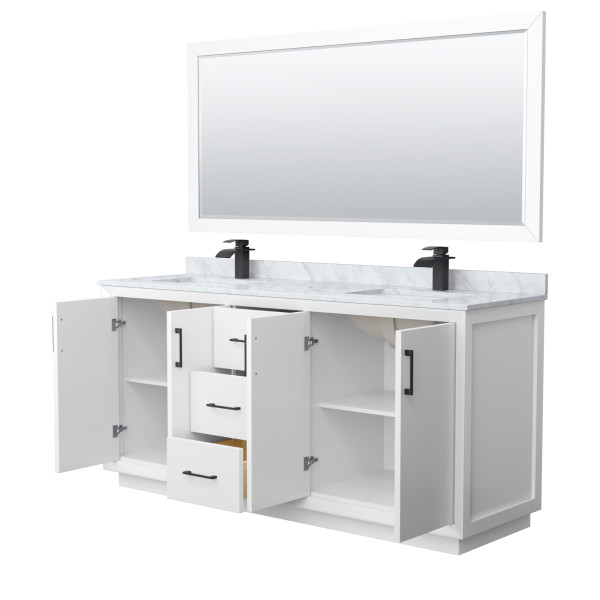 Wyndham WCF414172DXBCMUNSM70 Strada 72" Double Vanity With Matte Black Trim