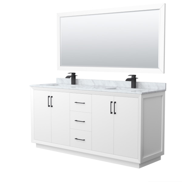 Wyndham WCF414172DXBCMUNSM70 Strada 72" Double Vanity With Matte Black Trim