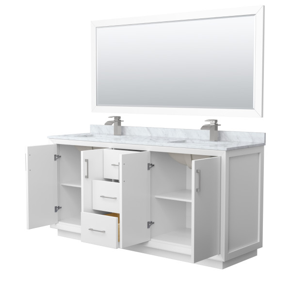Wyndham WCF414172DXXCMUNSM70 Strada 72" Double Vanity With Brushed Nickel Trim