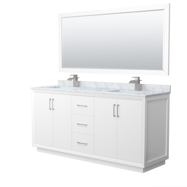 Wyndham WCF414172DXXCMUNSM70 Strada 72" Double Vanity With Brushed Nickel Trim
