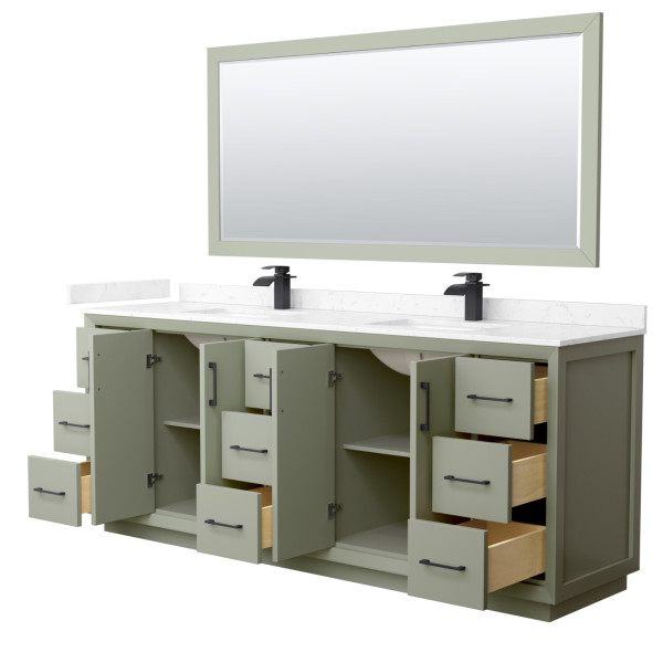 Wyndham WCF414184DXBC2UNSM70 Strada 84" Double Vanity With Matte Black Trim
