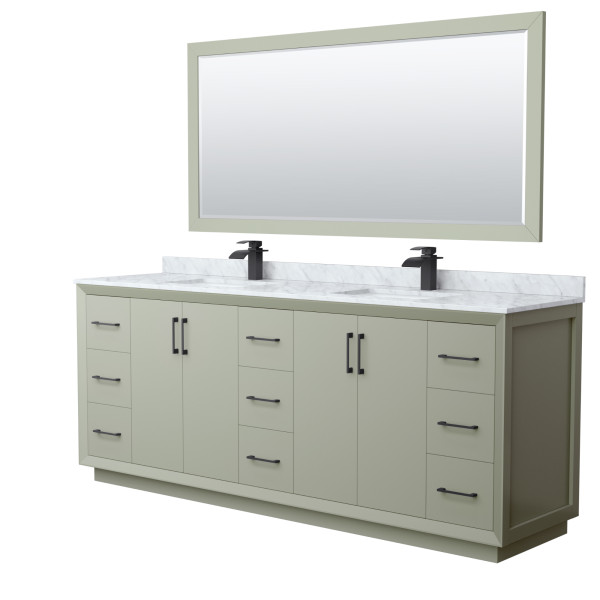 Wyndham WCF414184DXBCMUNSM70 Strada 84" Double Vanity With Matte Black Trim