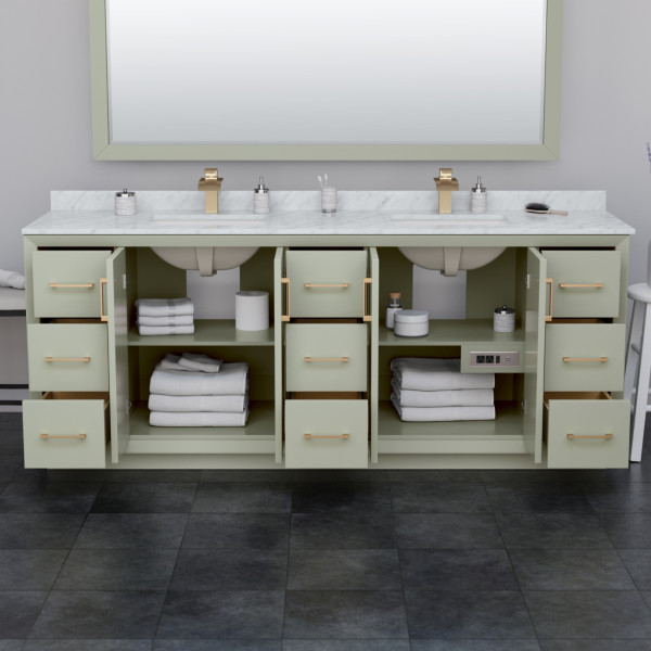 Wyndham WCF414184DXBCMUNSM70 Strada 84" Double Vanity With Matte Black Trim