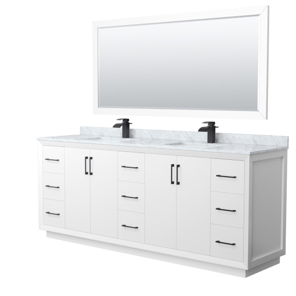 Wyndham WCF414184DXBCMUNSM70 Strada 84" Double Vanity With Matte Black Trim