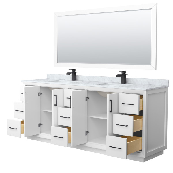 Wyndham WCF414184DXBCMUNSM70 Strada 84" Double Vanity With Matte Black Trim