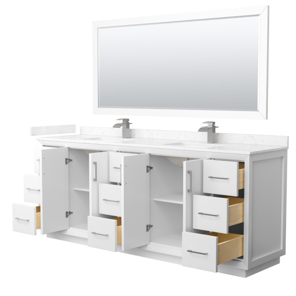 Wyndham WCF414184DXXC2UNSM70 Strada 84" Double Vanity With Brushed Nickel Trim