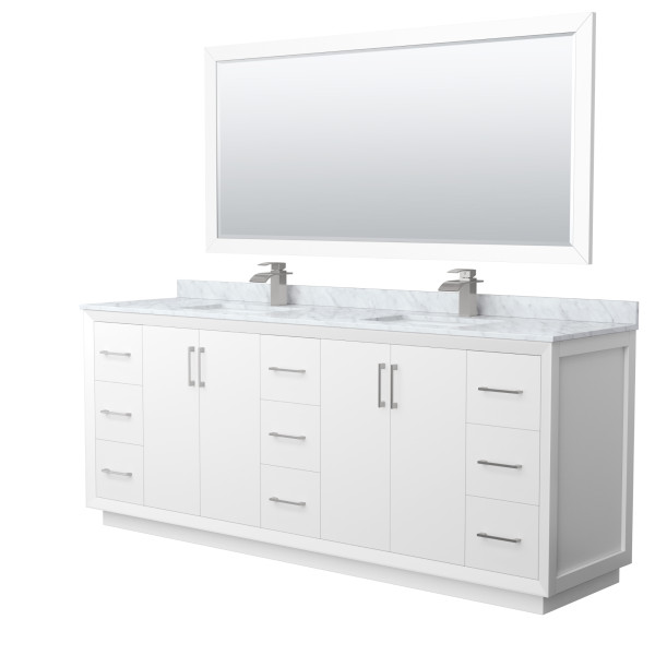 Wyndham WCF414184DXXCMUNSM70 Strada 84" Double Vanity With Brushed Nickel Trim