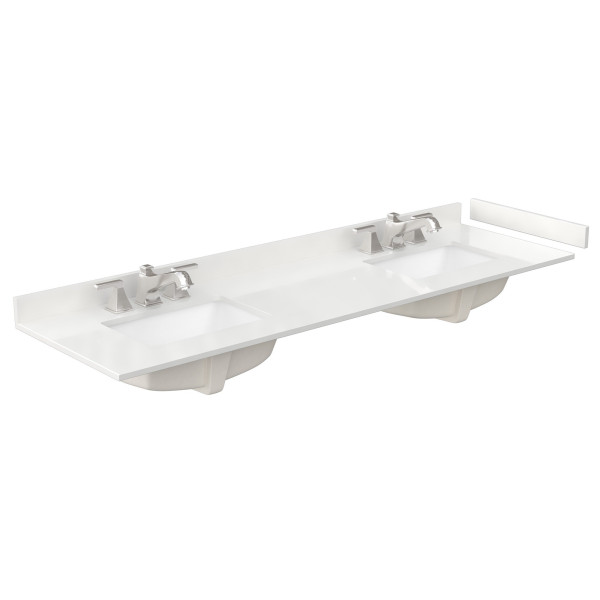 Wyndham WCH757572DHOWQUS3MXX 72" Double Vanity White Oak Quartz Nickel Trim