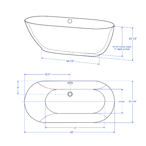 Wyndham WCOBT100065 Melissa Free Standing Soaking Bathtub in White