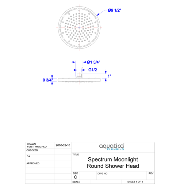 Aquatica WCRD-240 Sparkle Ceiling Mounted Shower Head With Remote Control In Chrome