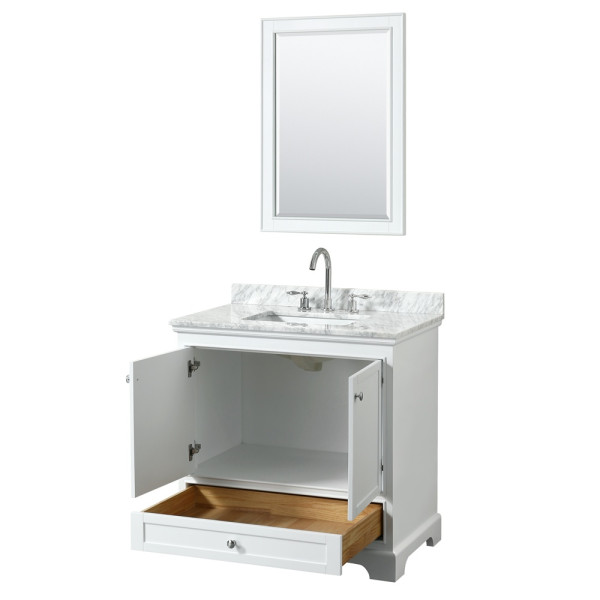Wyndham WCS202036SCMUNSM24 Vanity Set With Carrera Marble Top And Mirror