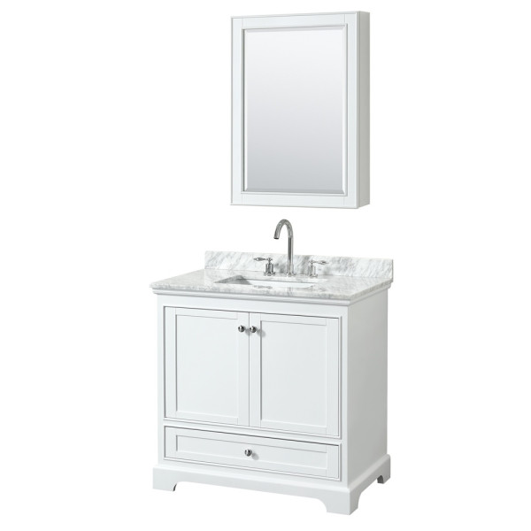 Wyndham WCS202036SCMUNSMED Vanity With Marble Top And Medicine Cabinet