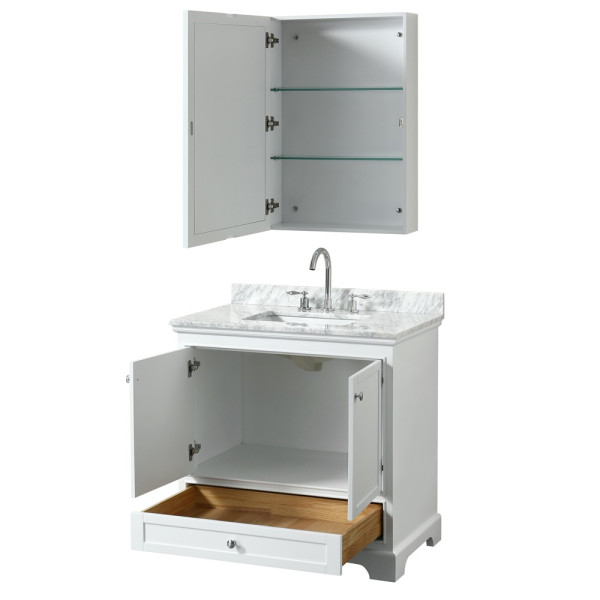 Wyndham WCS202036SCMUNSMED Vanity With Marble Top And Medicine Cabinet