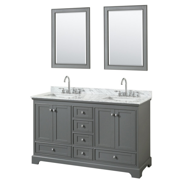 Wyndham WCS202060DCMUNSM24 Double Vanity Set With Marble Top And Mirrors