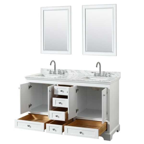 Wyndham WCS202060DCMUNSM24 Double Vanity Set With Marble Top And Mirrors