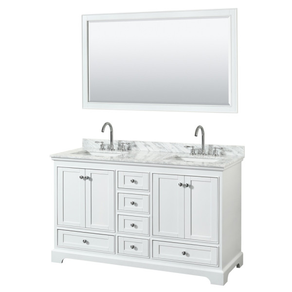 Wyndham WCS202060DCMUNSM58 Double Bathroom Vanity With Carrera Marble Top