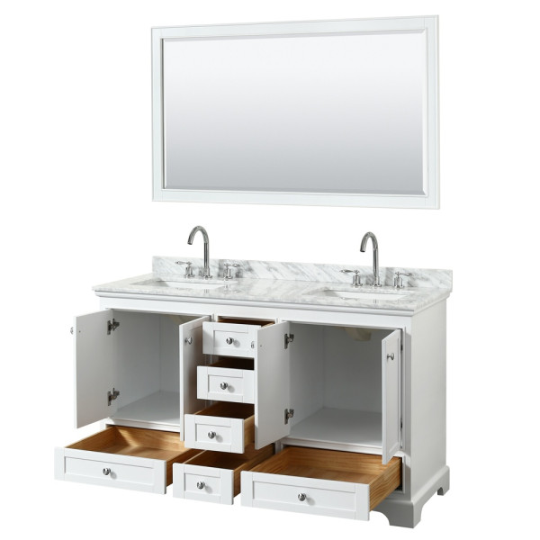 Wyndham WCS202060DCMUNSM58 Double Bathroom Vanity With Carrera Marble Top