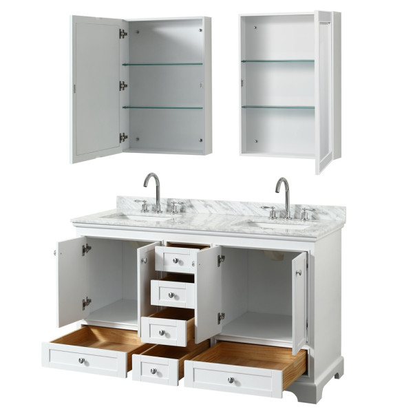Wyndham WCS202060DCMUNSMED Double Basin Vanity With Medicine Cabinets