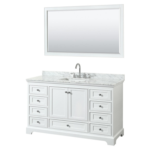 Wyndham WCS202060SCMUNSM58 Bathroom Vanity Set With Marble Top And Mirror