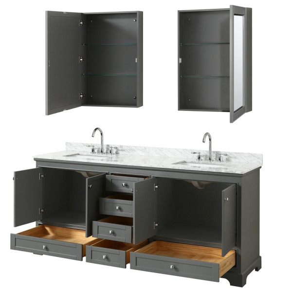 Wyndham WCS202080DCMUNSMED Vanity Set With Marble Top And Medicine Cabinet