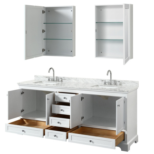 Wyndham WCS202080DCMUNSMED Vanity Set With Marble Top And Medicine Cabinet