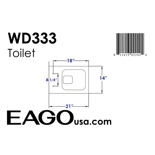 EAGO WD333 Square Modern Wall Mount Dual Flush Toilet Bowl