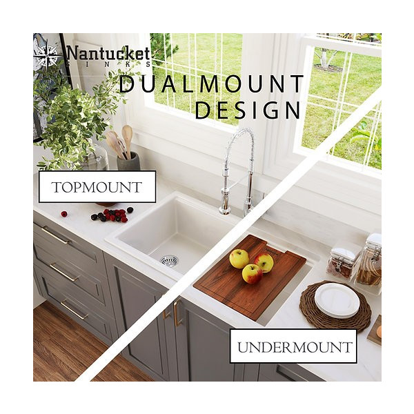 Nantucket Sinks Wellfleet-PS3320W 33-Inch Dualmount Fireclay Kitchen Sink
